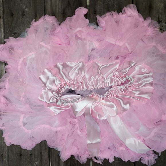 Girls Fluffy Petti Skirt, Size: L (4T-8T) Tutu Skirt,, Color: Lt.Pink/Wh… - Picture 2 of 2